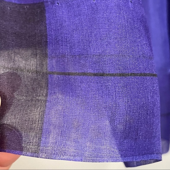 Vintage Albert Nipon Boutique 100% Silk Purple Plaid Bow Strapless Dress Size 6 - Picture 15 of 15